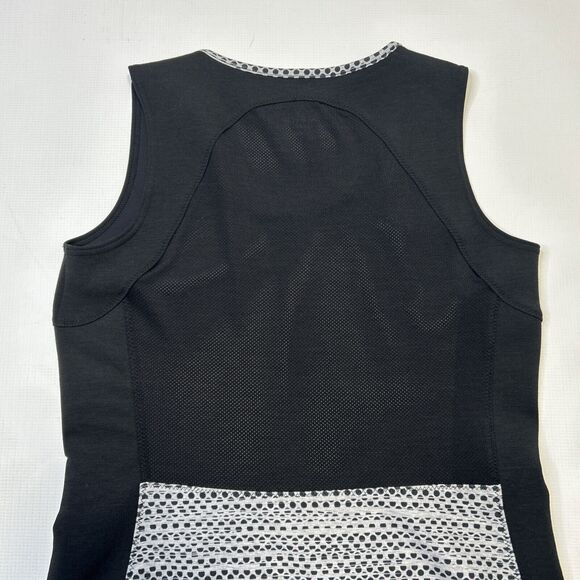 Athleta Dot Fuse Mesh Back Stretchy Dress Size Medium Black Gray Sleeveless - Picture 11 of 11